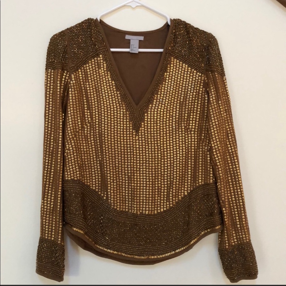 H&M gold sequins top Size 6